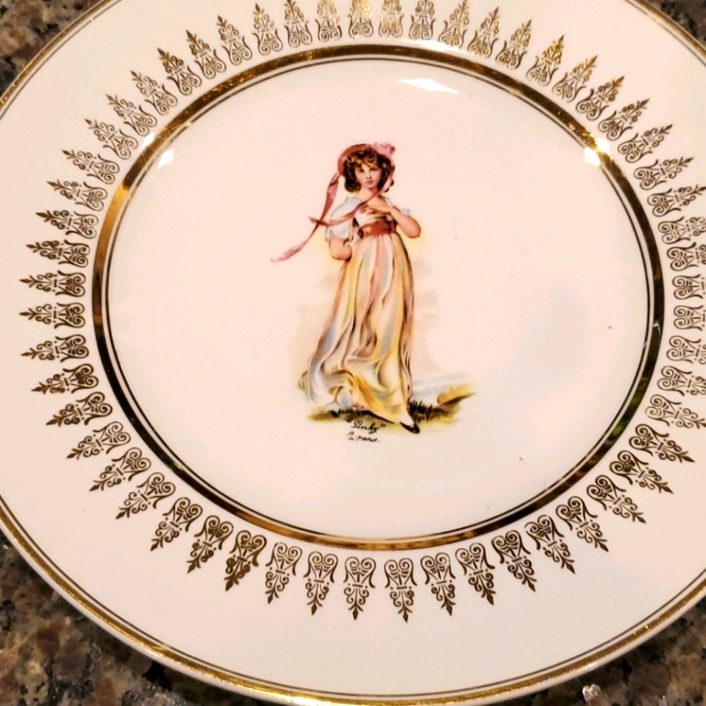 Antique plate Victorian Style ..Alpine white Ironstone wood and so gold leaf